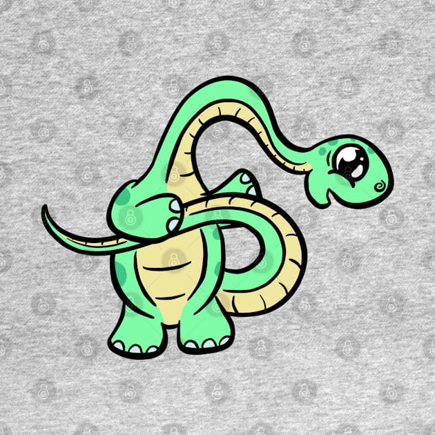 Baby Green diplodocus dinosaur cartoon by Squeeb Creative